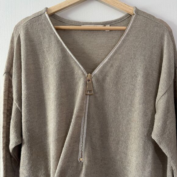 Soft Surroundings Womens Tan Valentina Zip Sweatshirt Top Half Zip Size Plus 2X - Picture 3 of 7